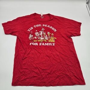 Disney Red Graphic T-Shirt‎ Tis The Season For Family Zuni Sportswear Size Large